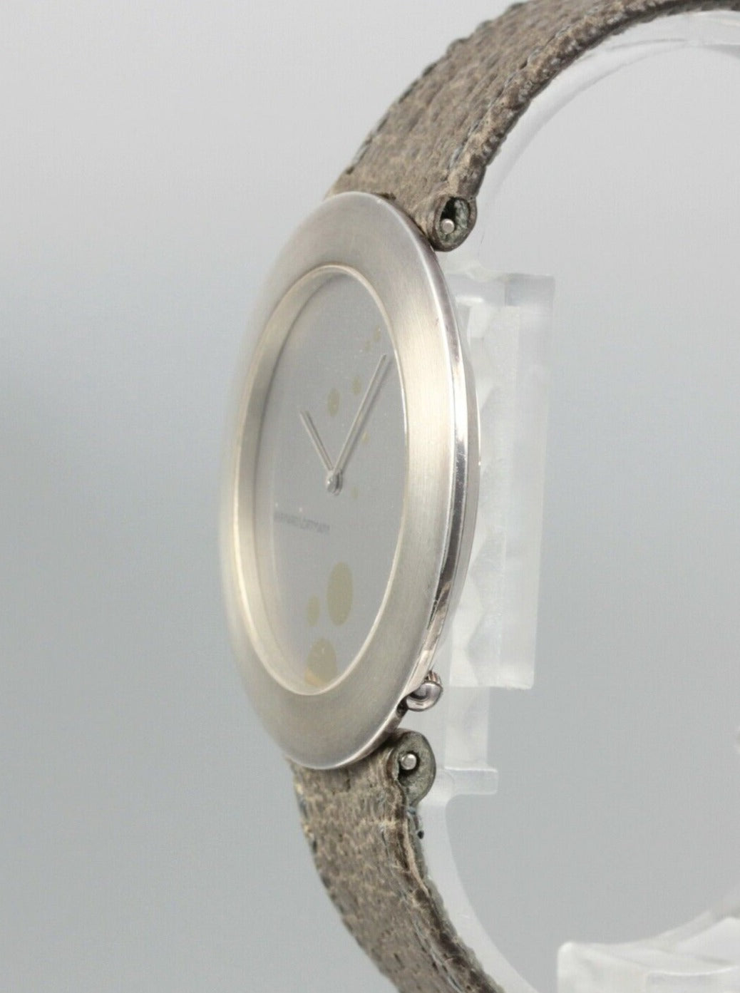 BERNARD VORTMANN Designer DAMENUHR groß hellgrau | 925er Sterling Silber | NOS