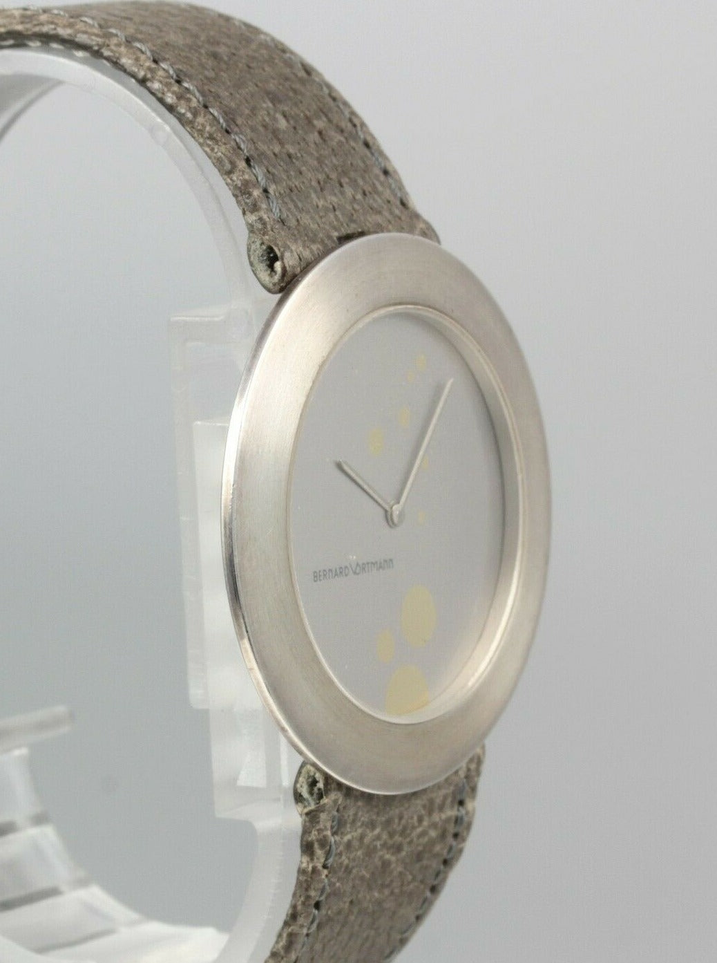 BERNARD VORTMANN Designer DAMENUHR groß hellgrau | 925er Sterling Silber | NOS