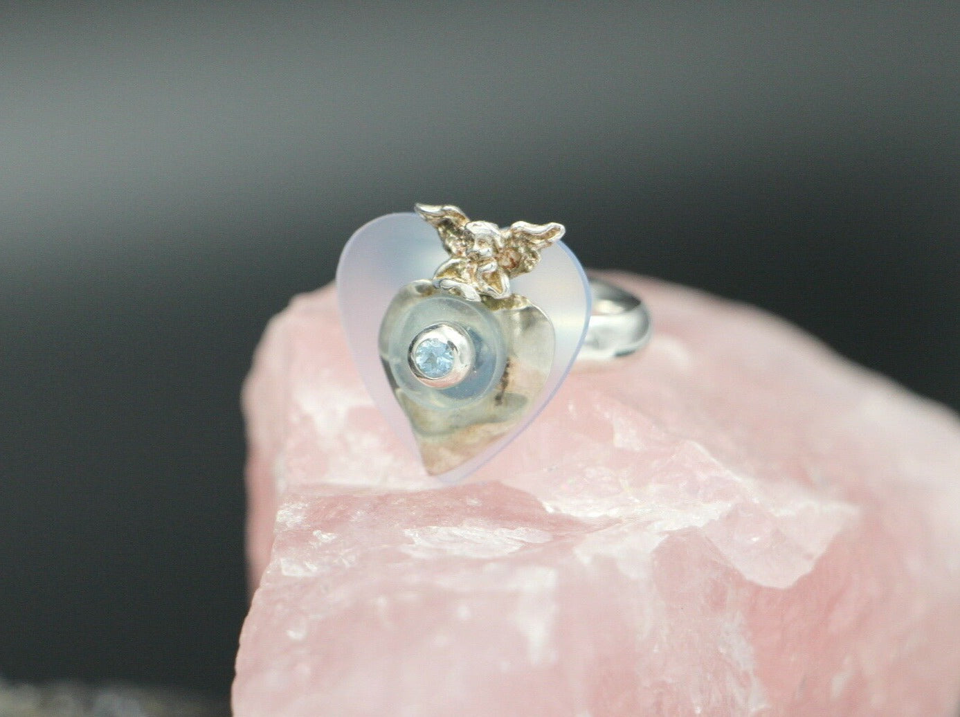CHARLOTTE Designer RING mit ENGEL & HERZ | 925er SILBER