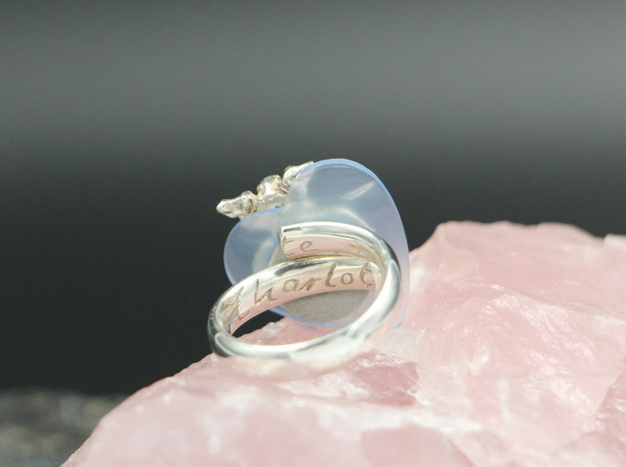 CHARLOTTE Designer RING mit ENGEL & HERZ | 925er SILBER