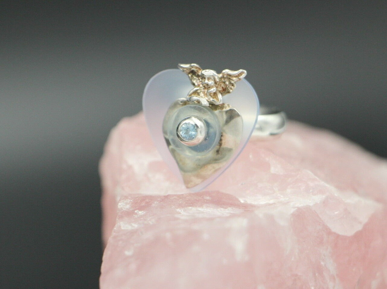 CHARLOTTE Designer RING mit ENGEL & HERZ | 925er SILBER