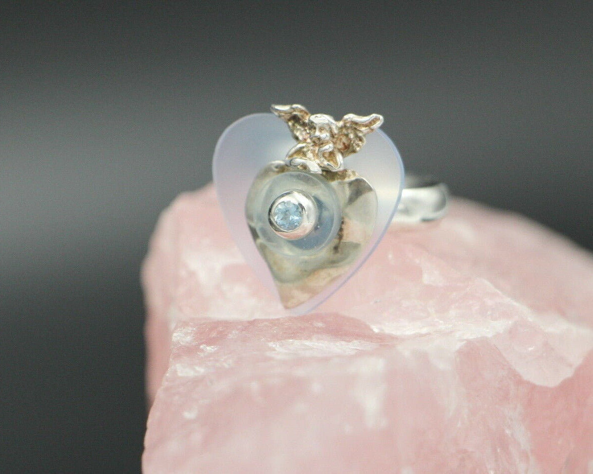 CHARLOTTE Designer RING mit ENGEL & HERZ | 925er SILBER