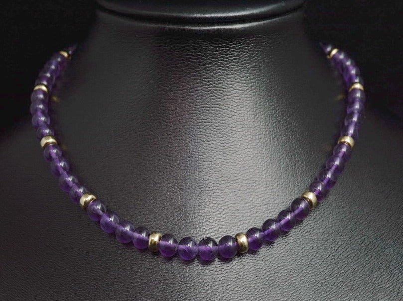 Wunderschöne KETTE mit AMETHYSTEN und BRILLANTEN | 585er Gold