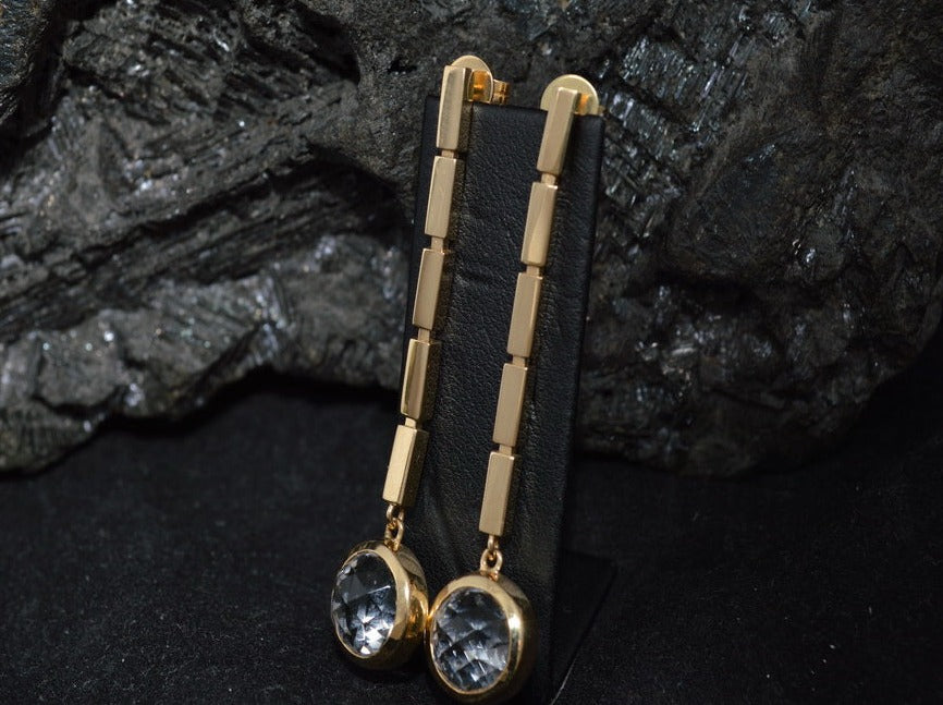 JETTE JOOP Swing - Exklusive OHRHÄNGER mit Bergkristallen | 750er Gold | + Etui