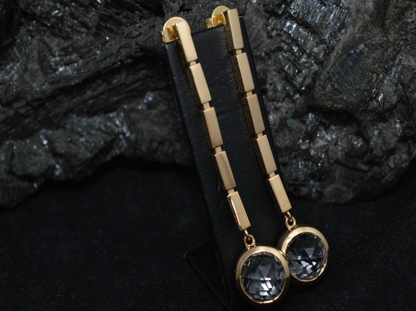 JETTE JOOP Swing - Exklusive OHRHÄNGER mit Bergkristallen | 750er Gold | + Etui