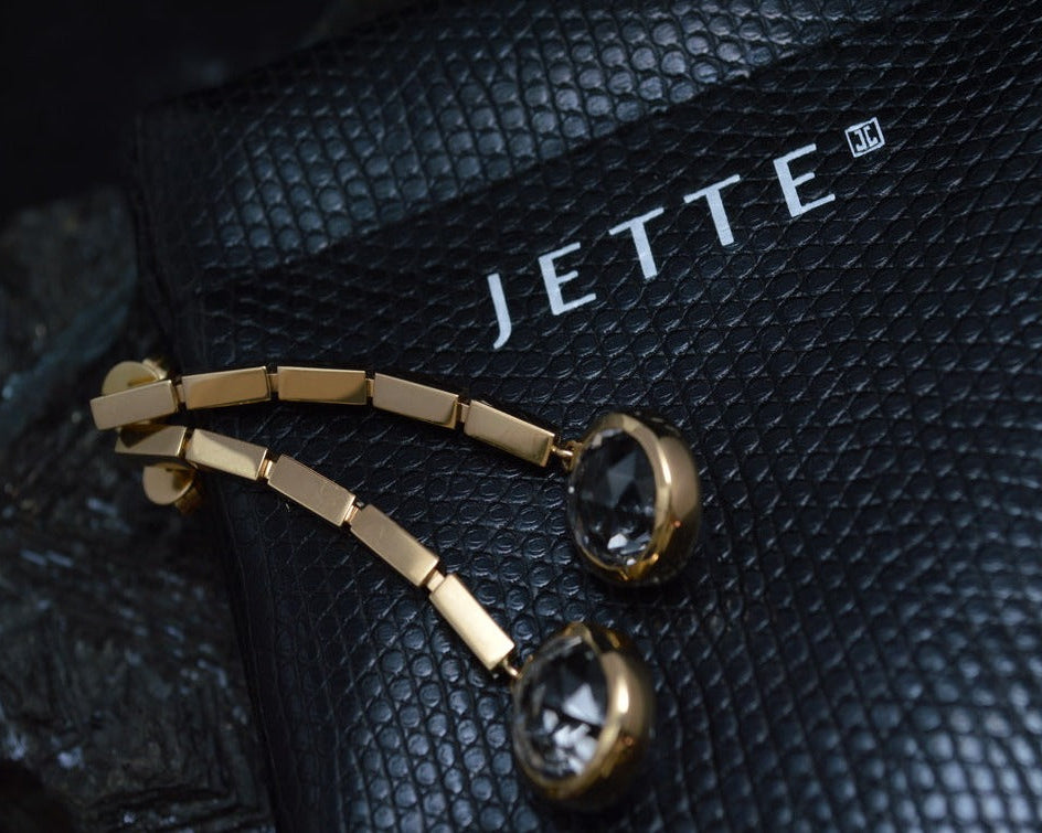 JETTE JOOP Swing - Exklusive OHRHÄNGER mit Bergkristallen | 750er Gold | + Etui