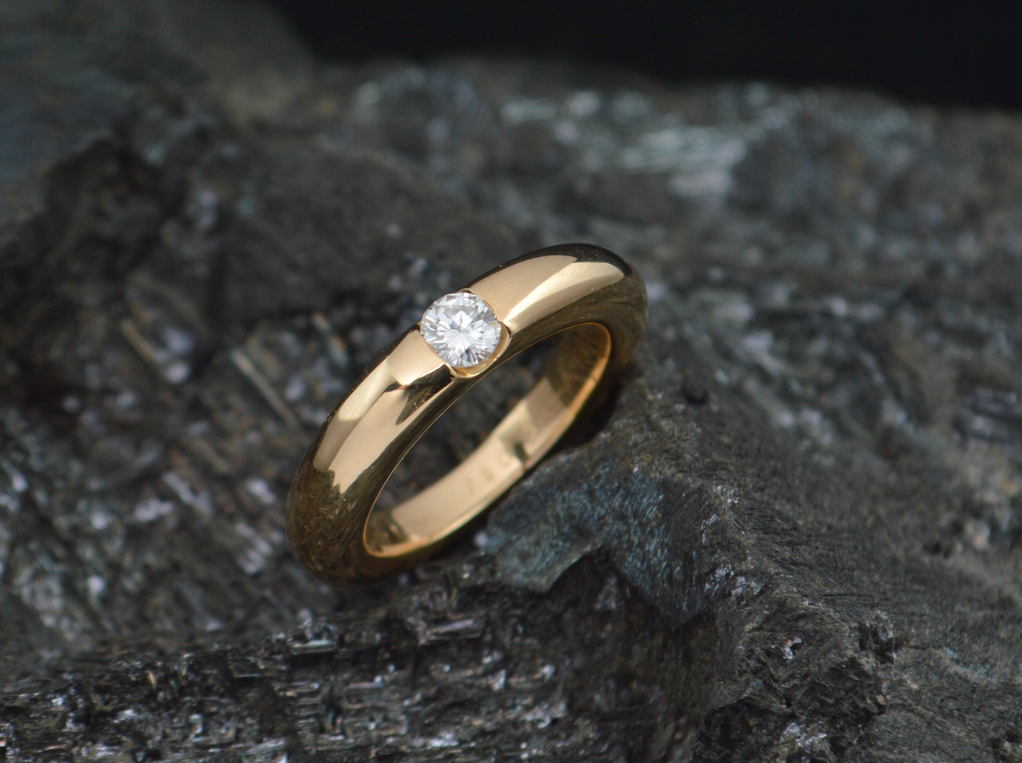 CARTIER Ellipse - Designer RING mit BRILLANT 0,25ct Solitär | 750er Gold + Etui