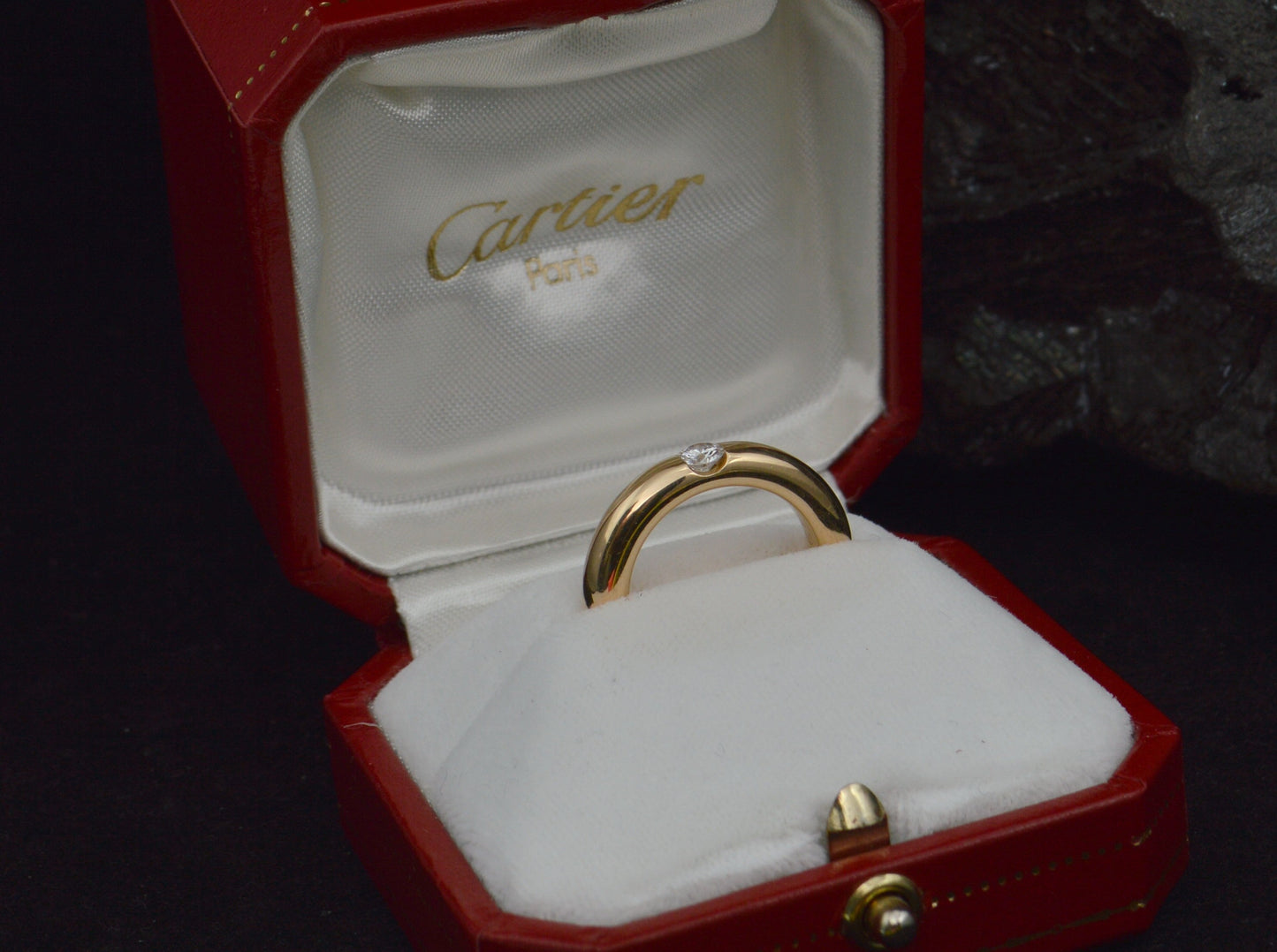 CARTIER Ellipse - Designer RING mit BRILLANT 0,25ct Solitär | 750er Gold + Etui