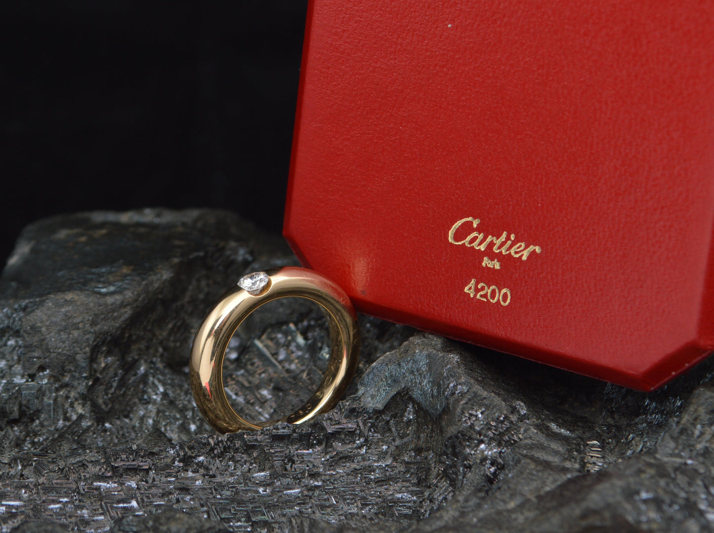 CARTIER Ellipse - Designer RING mit BRILLANT 0,25ct Solitär | 750er Gold + Etui