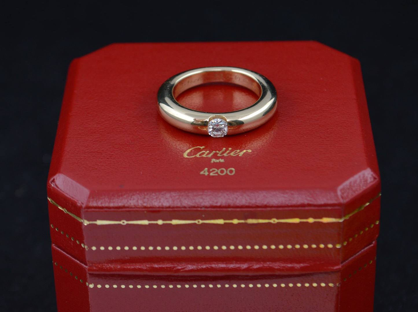 CARTIER Ellipse - Designer RING mit BRILLANT 0,25ct Solitär | 750er Gold + Etui