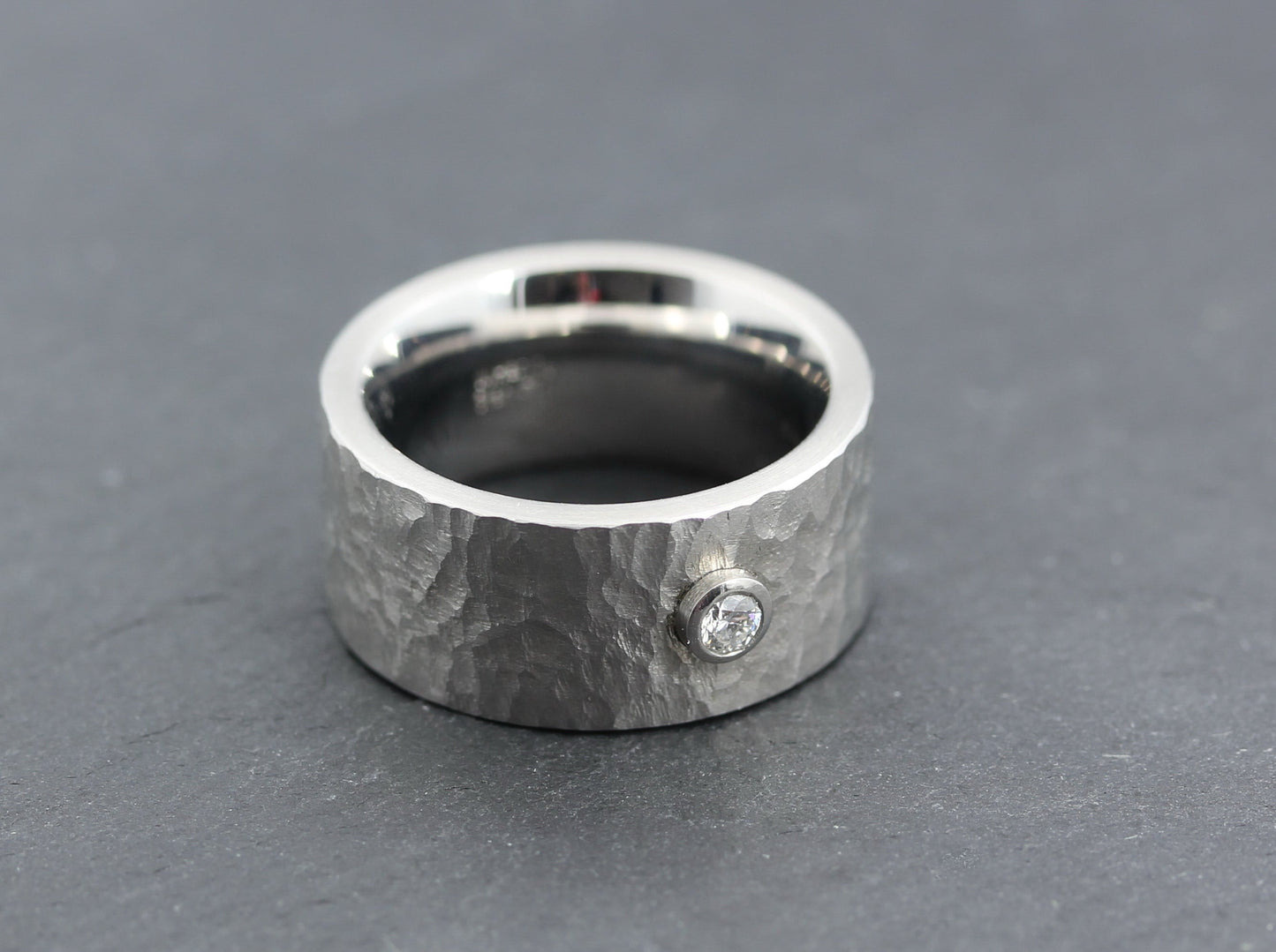 W. HÄRING breiter Designer RING mit BRILLANT Solitär | 0,10ct. | Edelstahl
