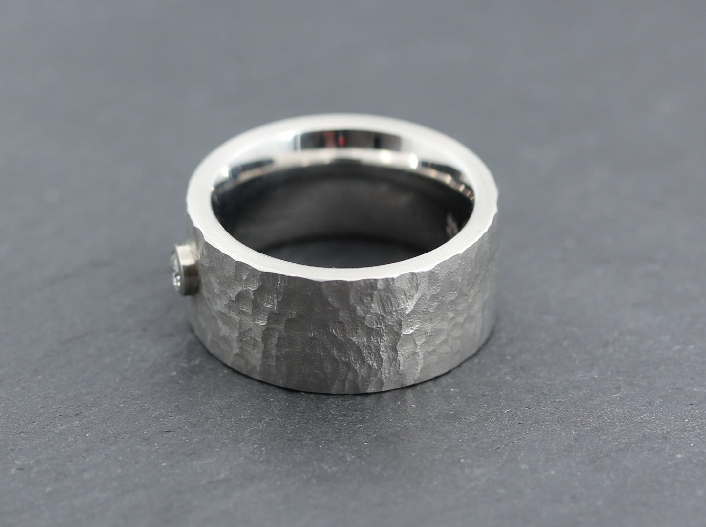 W. HÄRING breiter Designer RING mit BRILLANT Solitär | 0,10ct. | Edelstahl