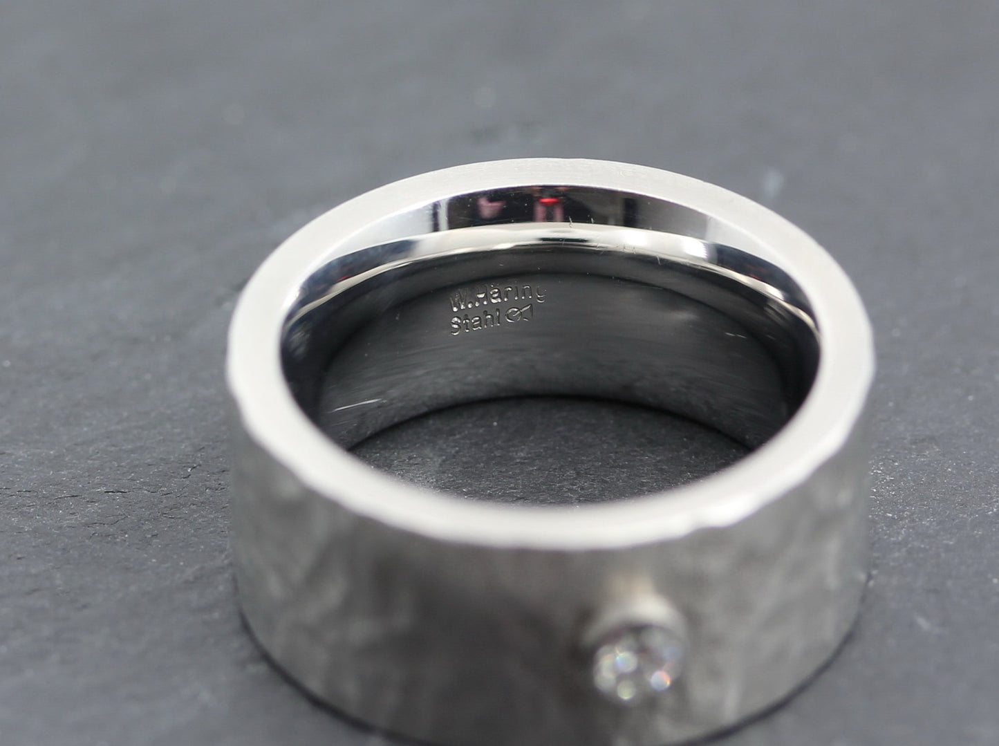 W. HÄRING breiter Designer RING mit BRILLANT Solitär | 0,10ct. | Edelstahl