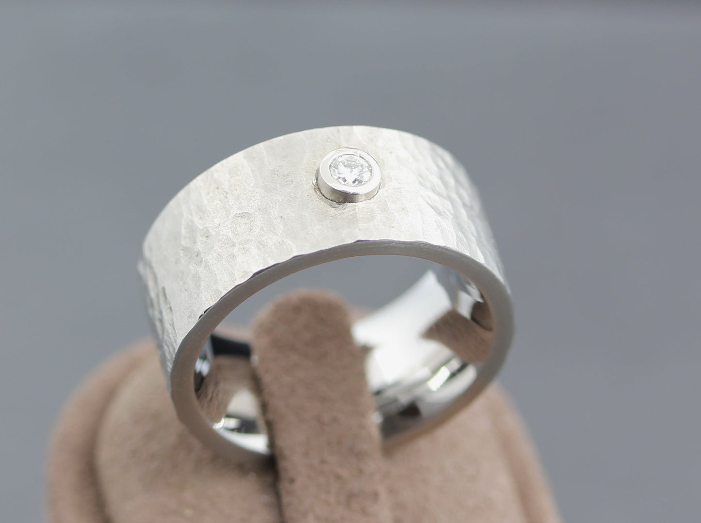 W. HÄRING breiter Designer RING mit BRILLANT Solitär | 0,10ct. | Edelstahl
