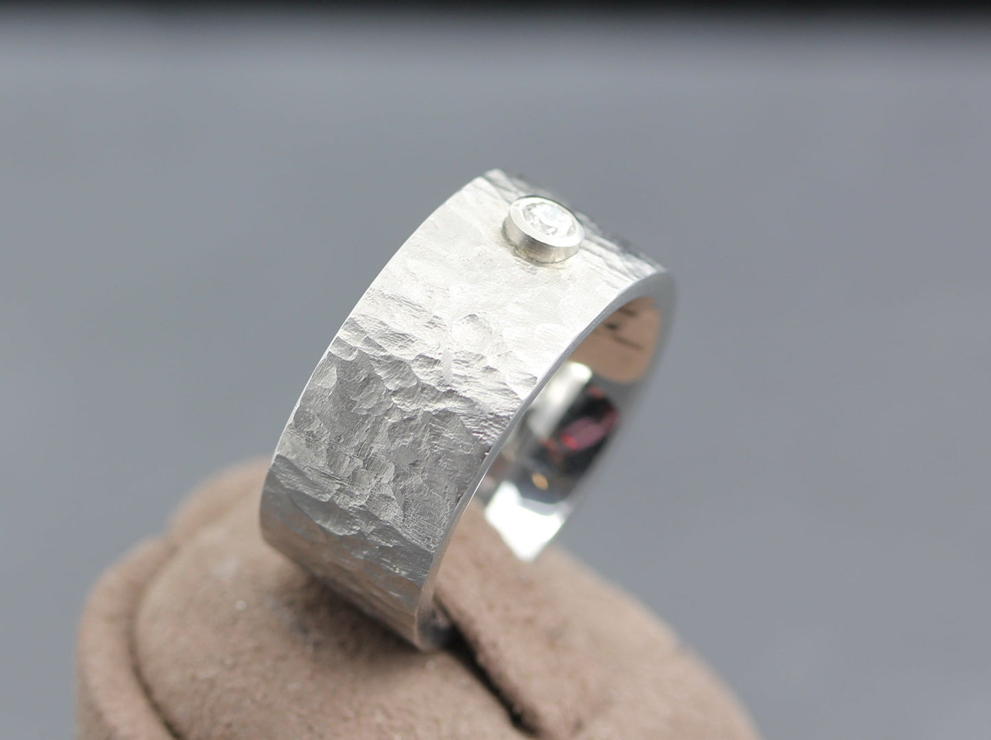 W. HÄRING breiter Designer RING mit BRILLANT Solitär | 0,10ct. | Edelstahl