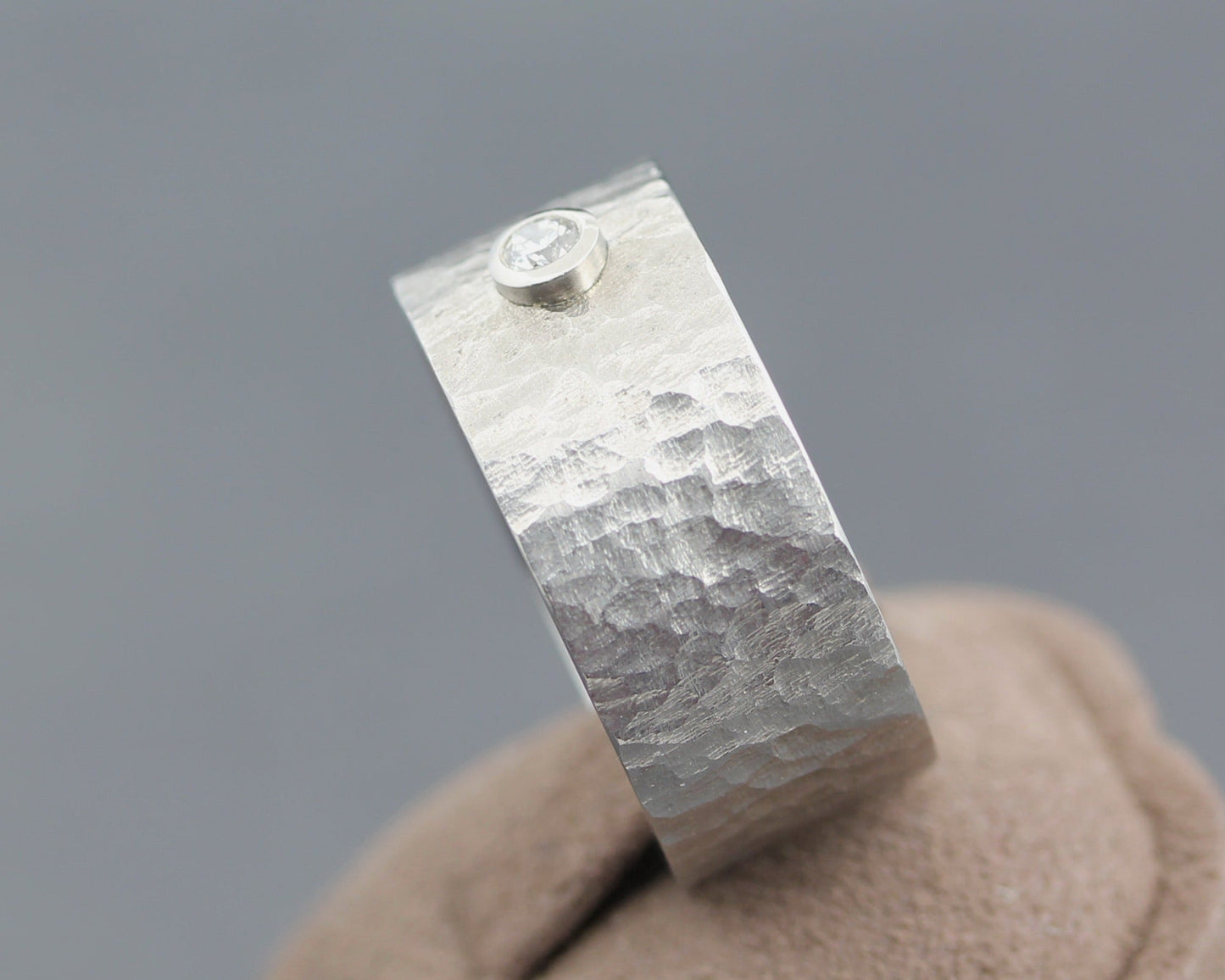 W. HÄRING breiter Designer RING mit BRILLANT Solitär | 0,10ct. | Edelstahl