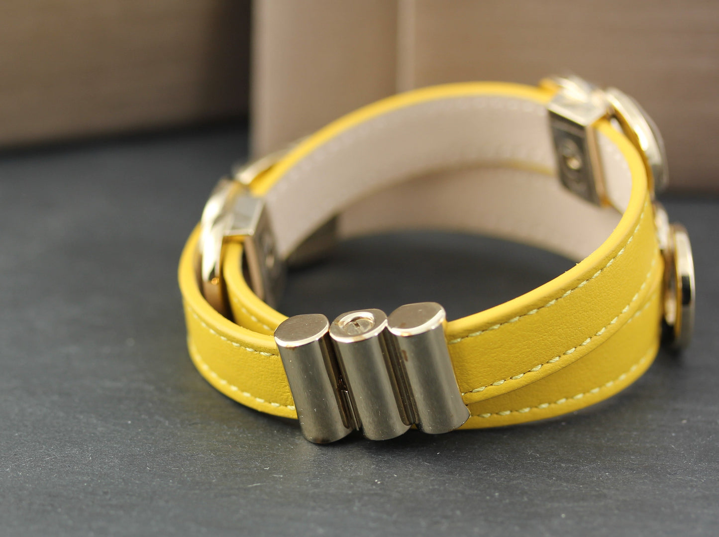 BULGARI Double Coiled ARMBAND | Doppelt gewickelt | Kalbsleder, gelb | Full Set