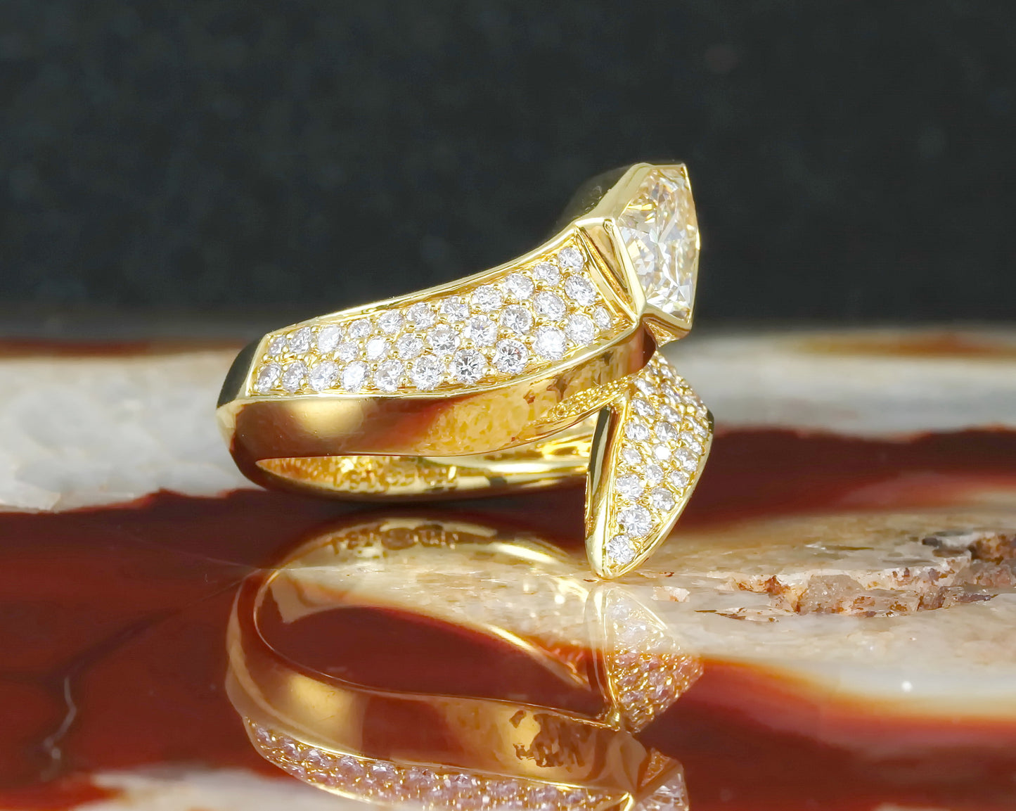 C´EST LAUDIER - Designer RING Schlange | 1,87ct. Solitär + 1,31ct. | 750er Gold