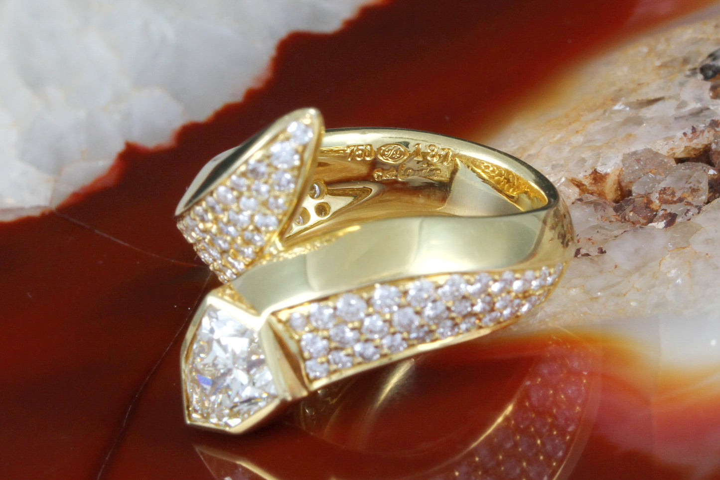 C´EST LAUDIER - Designer RING Schlange | 1,87ct. Solitär + 1,31ct. | 750er Gold