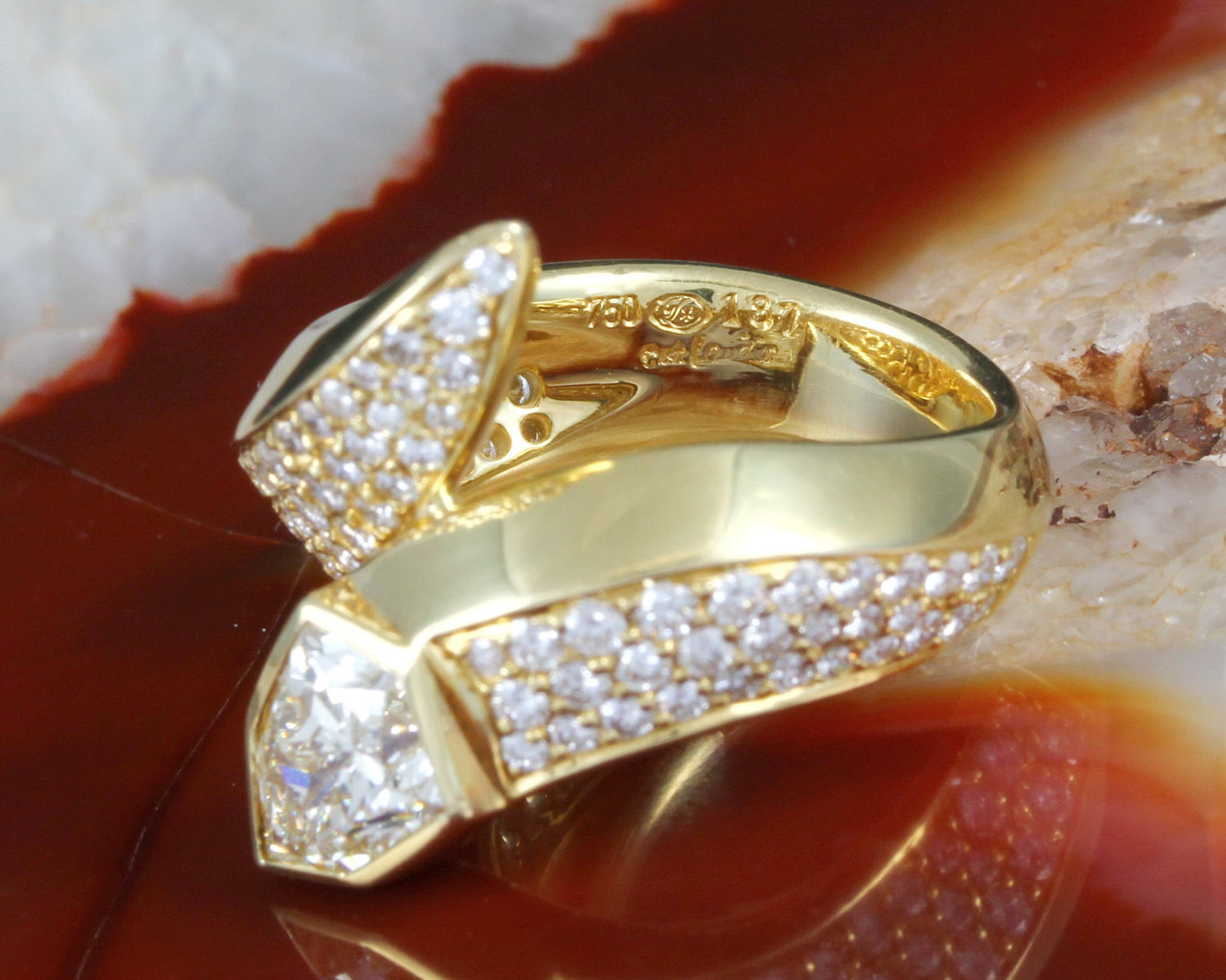 C´EST LAUDIER - Designer RING Schlange | 1,87ct. Solitär + 1,31ct. | 750er Gold