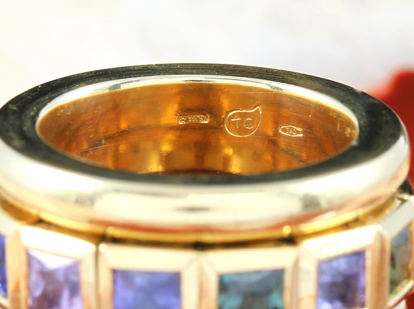 TAMARA COMOLLI Curriculum - Designer RING mit farbigen EDELSTEINEN | 750er Gold
