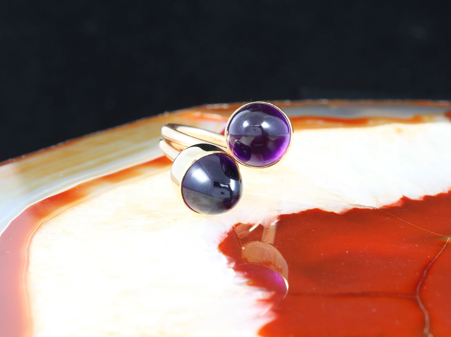 BENT KNUDSEN Designer RING mit AMETHYST | Vintage 60/70er | 585er Gold