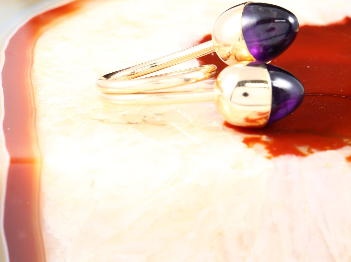BENT KNUDSEN Designer RING mit AMETHYST | Vintage 60/70er | 585er Gold