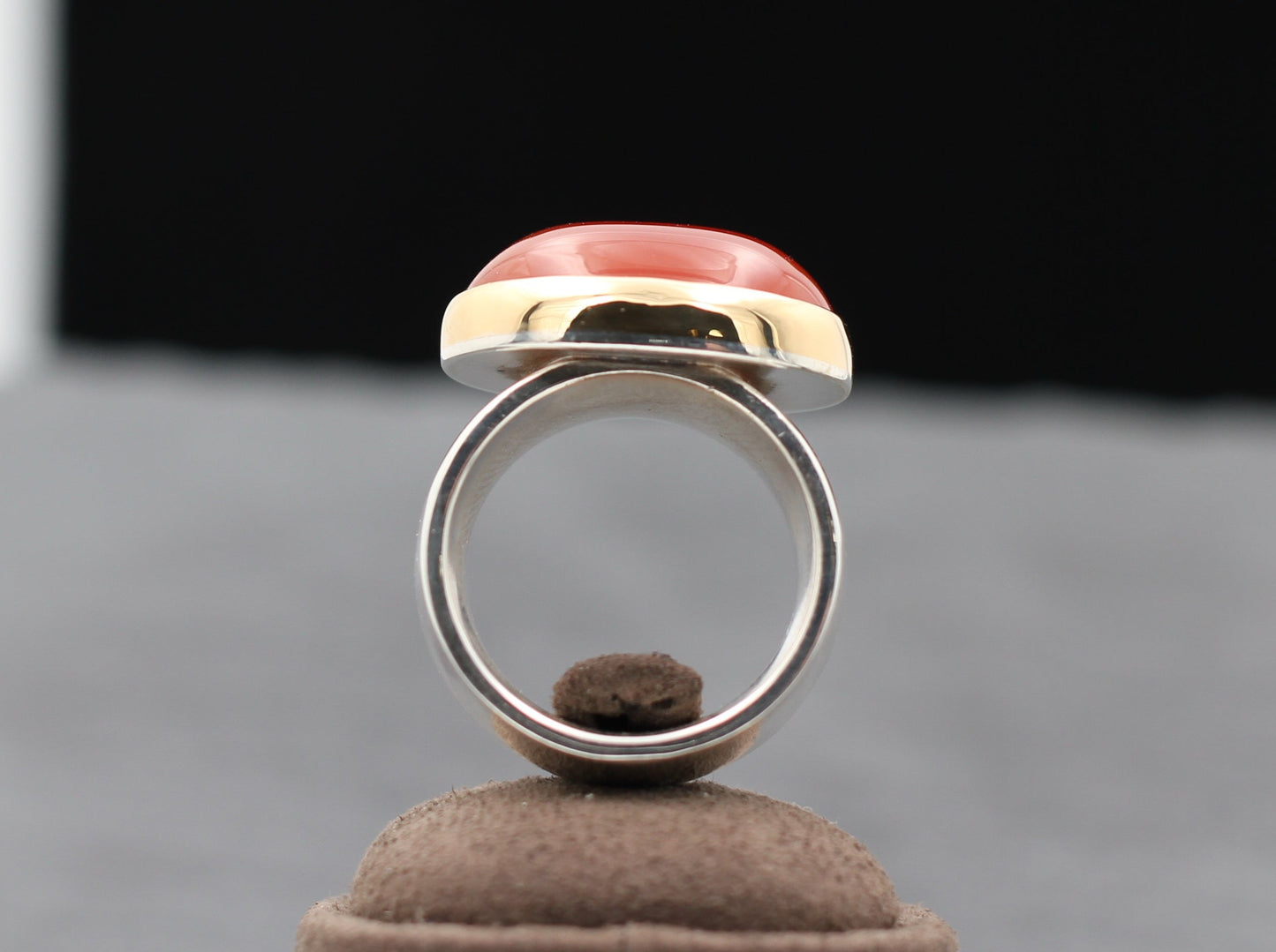 Ausgefallender RING mit KARNEOL | 925 Silber & 750 Gold | GOLDSCHMIEDEARBEIT