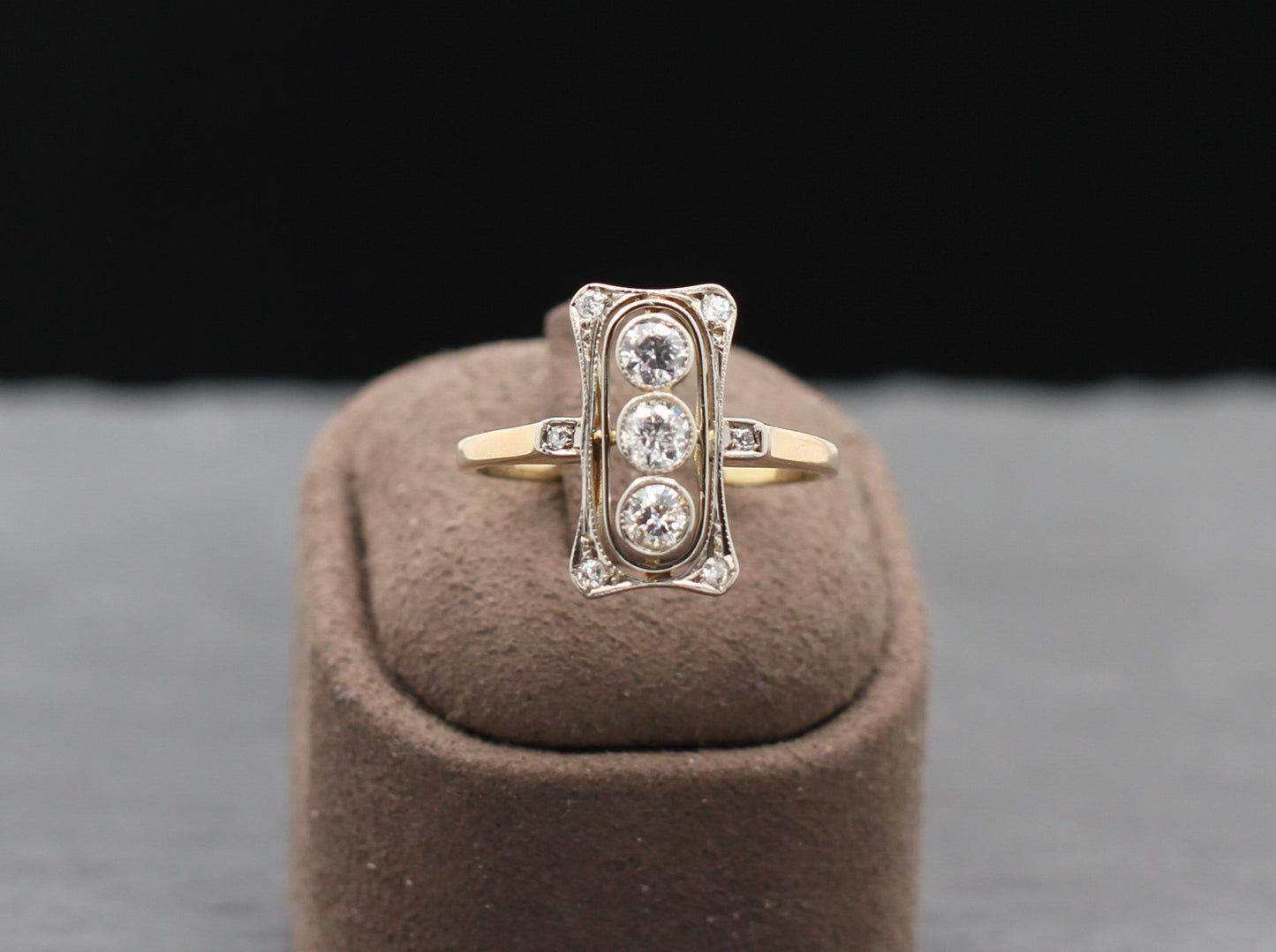 ART DÉCO Wunderschöner RING mit 9 DIAMANTEN | Vintage | 585er Roségold