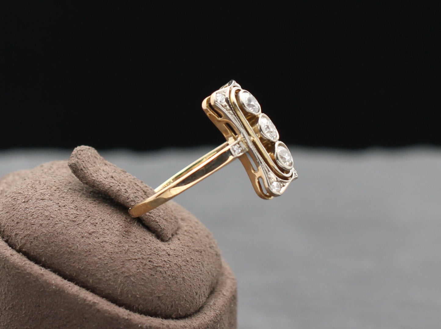 ART DÉCO Wunderschöner RING mit 9 DIAMANTEN | Vintage | 585er Roségold
