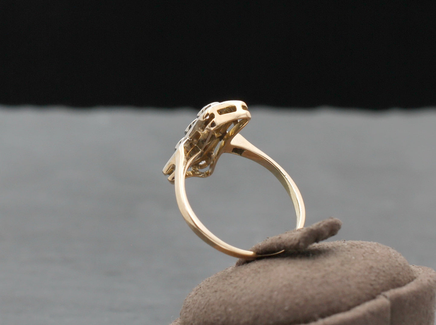 ART DÉCO Wunderschöner RING mit 9 DIAMANTEN | Vintage | 585er Roségold