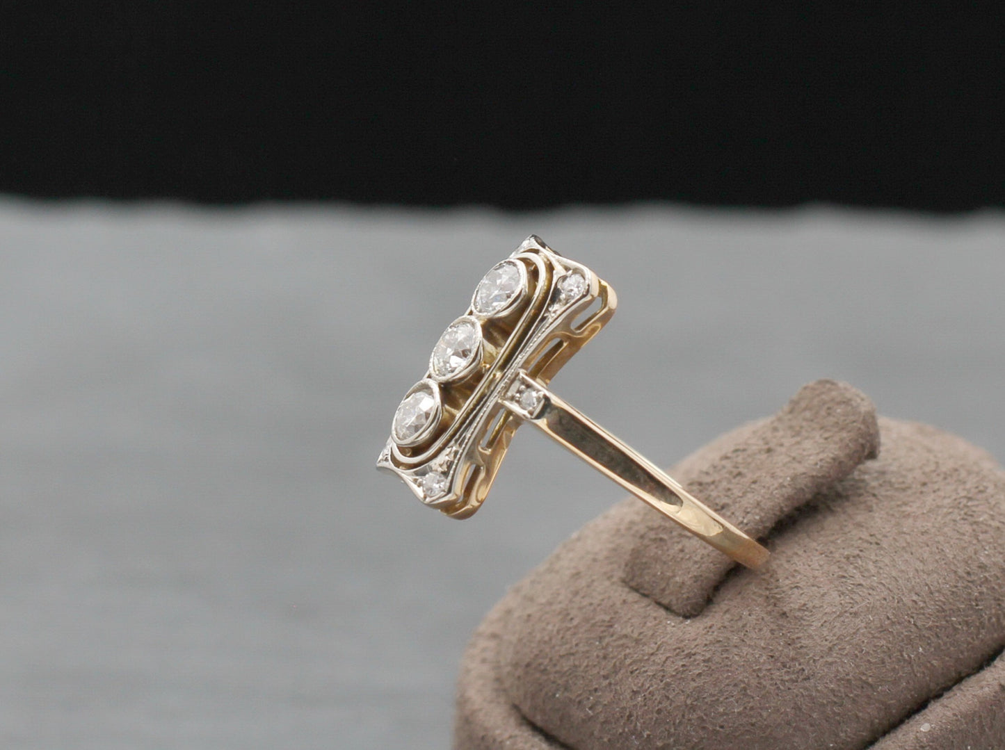 ART DÉCO Wunderschöner RING mit 9 DIAMANTEN | Vintage | 585er Roségold