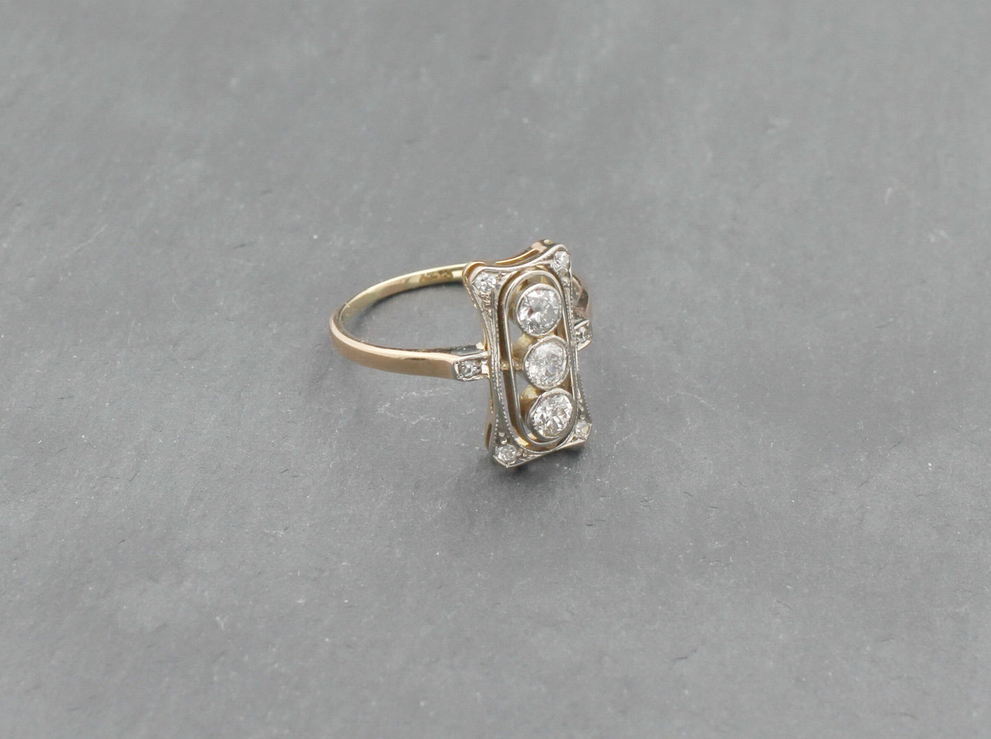 ART DÉCO Wunderschöner RING mit 9 DIAMANTEN | Vintage | 585er Roségold