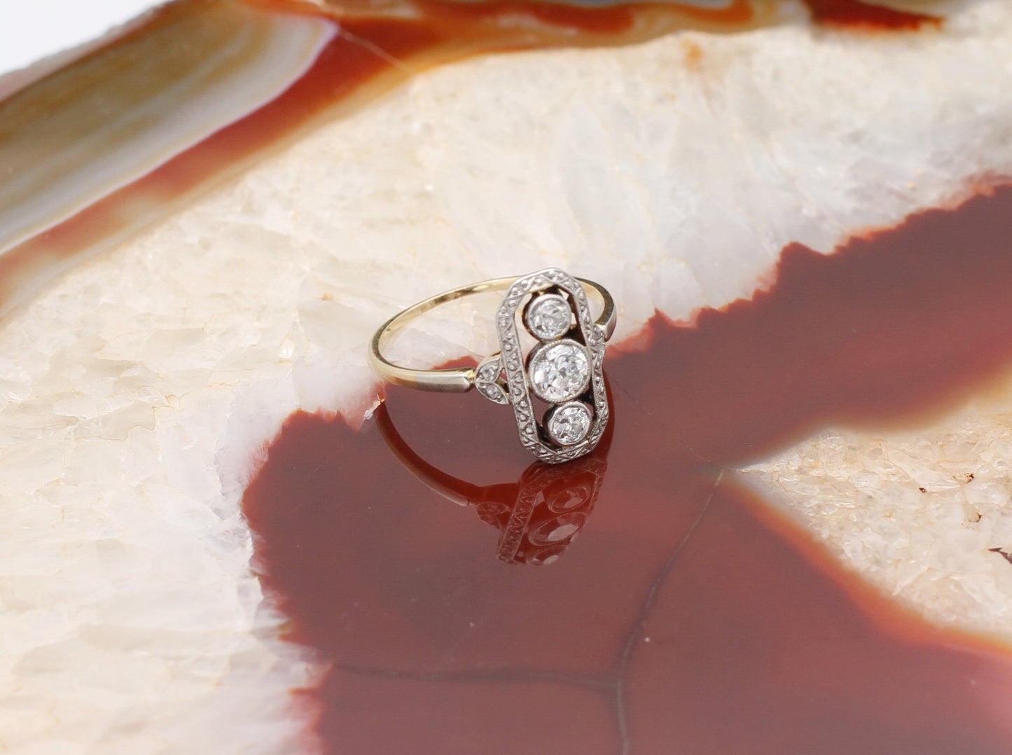 ART DÉCO Wunderschöner RING mit 7 DIAMANTEN | Vintage | 585er Gold