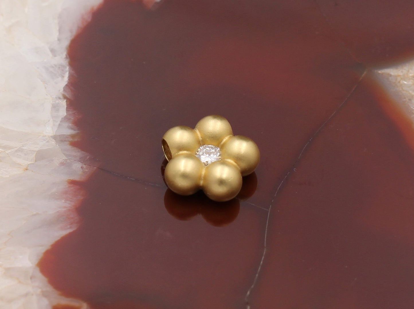 NIESSING Designer ANHÄNGER "BLUME" mit Diamant | 750er Gelbgold