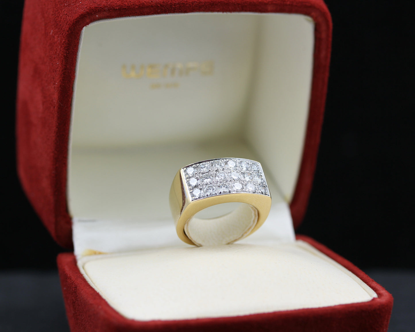 WEMPE Exklusiver Designer RING | 18 BRILLANTEN | 1,8ct. | vintage | 750 Gelbgold