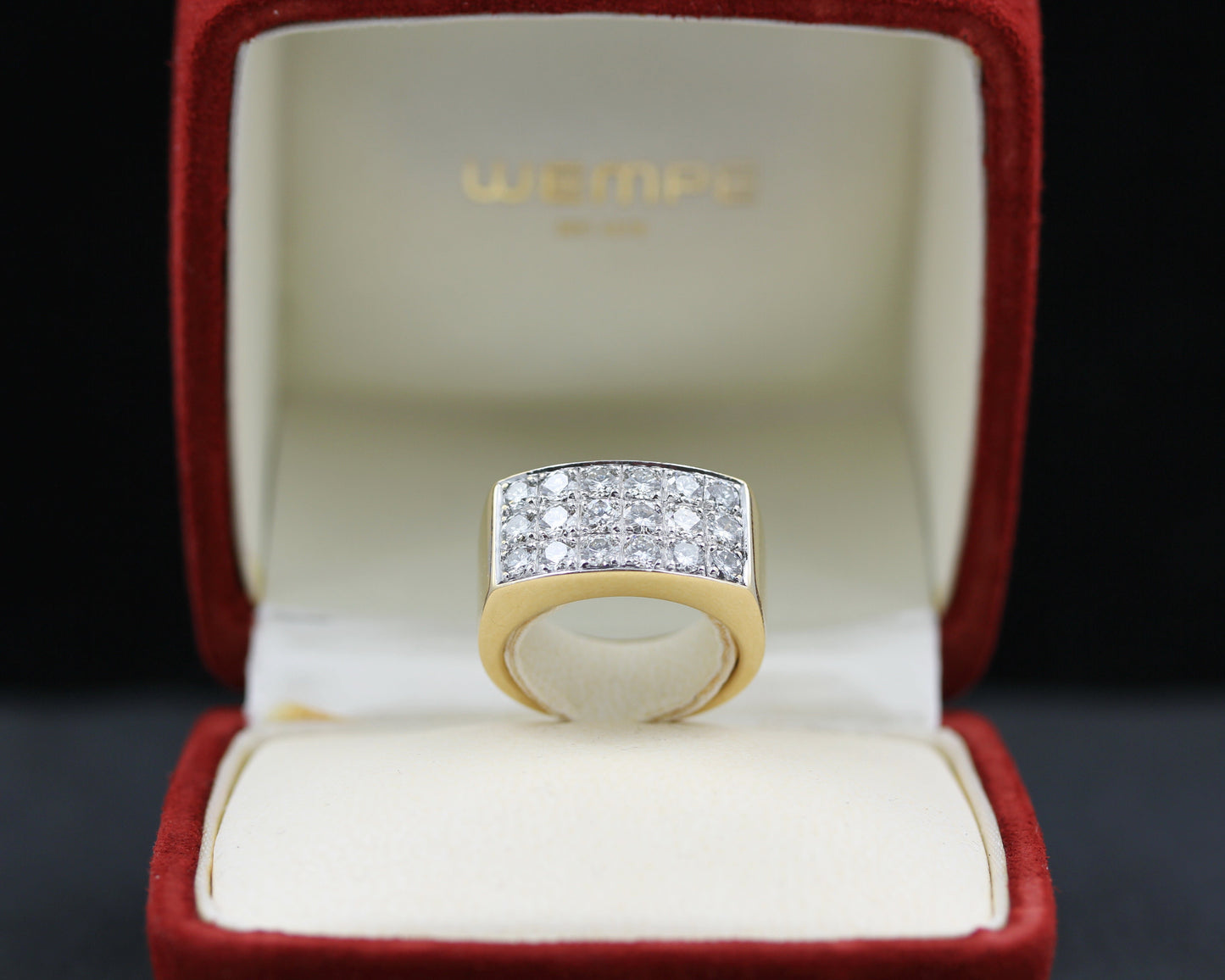 WEMPE Exklusiver Designer RING | 18 BRILLANTEN | 1,8ct. | vintage | 750 Gelbgold