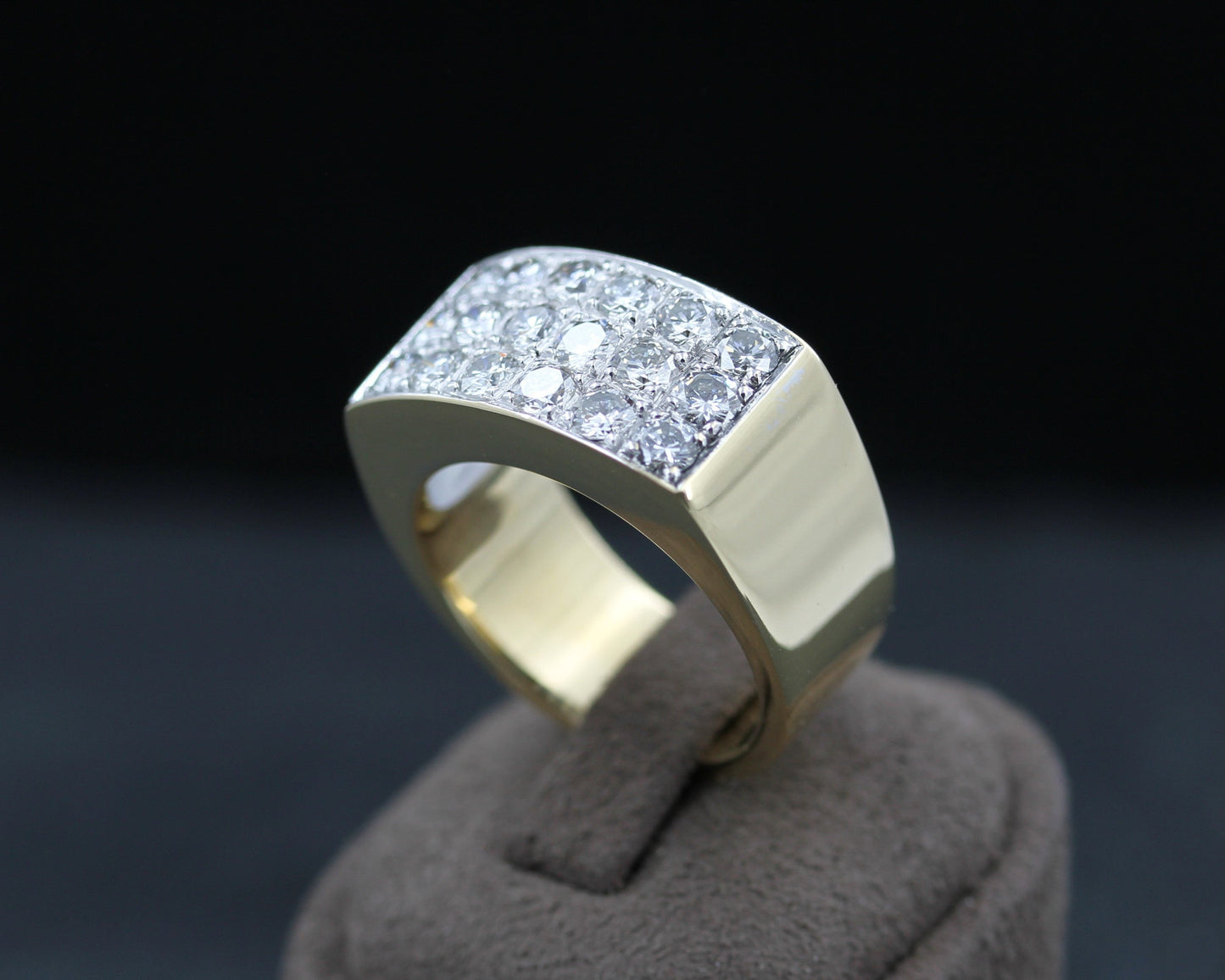 WEMPE Exklusiver Designer RING | 18 BRILLANTEN | 1,8ct. | vintage | 750 Gelbgold