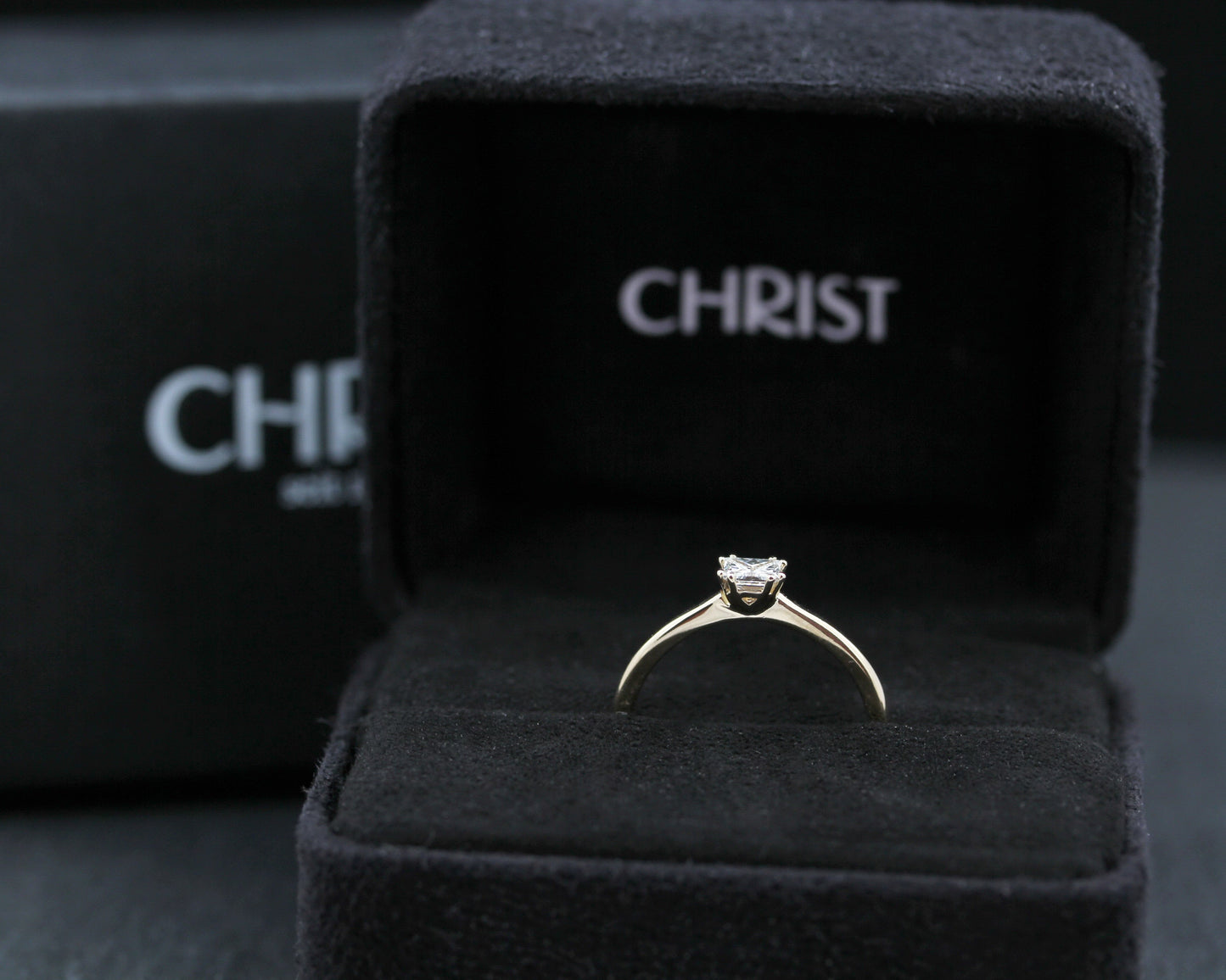 CHRIST exklusiver RING mit DIAMANT Solitär | Prinzesscut | 0,25ct. | 585er Gelbgold