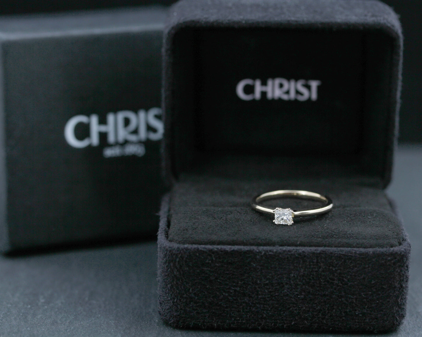 CHRIST exklusiver RING mit DIAMANT Solitär | Prinzesscut | 0,25ct. | 585er Gelbgold