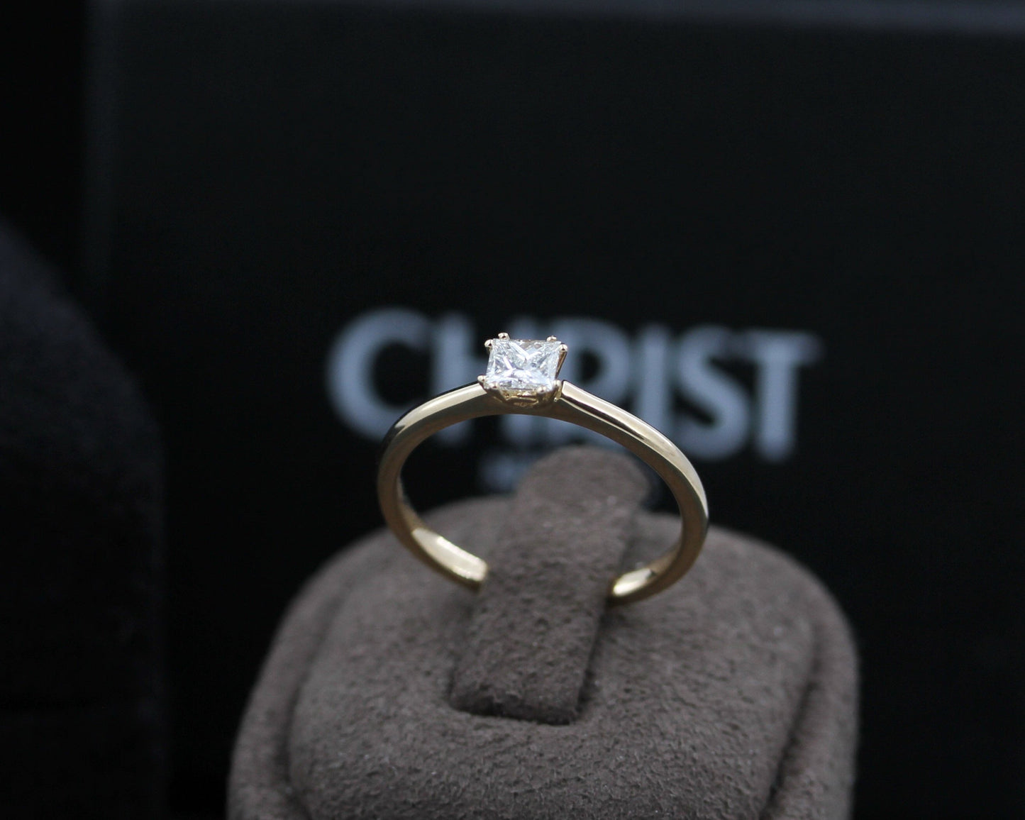 CHRIST exklusiver RING mit DIAMANT Solitär | Prinzesscut | 0,25ct. | 585er Gelbgold