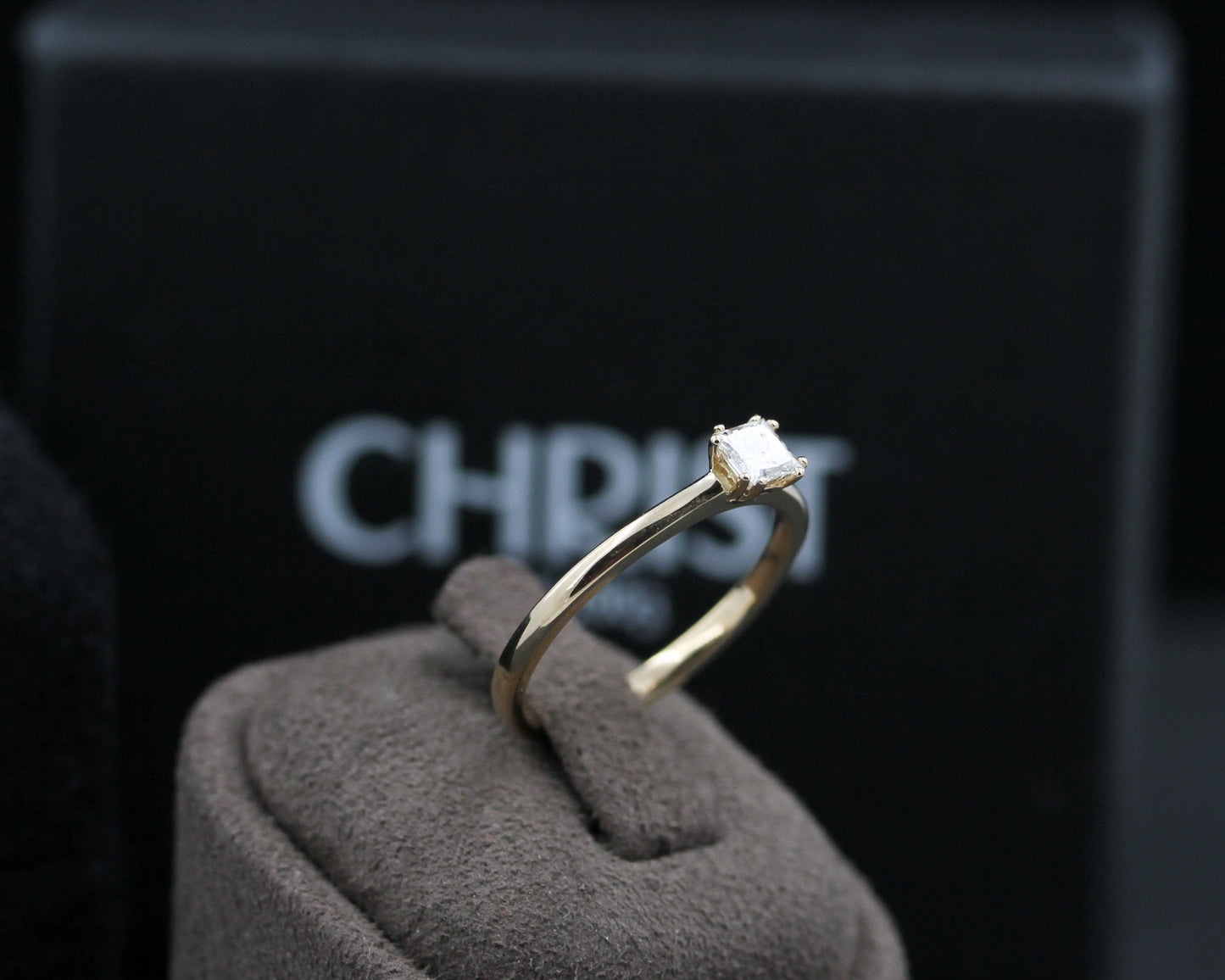 CHRIST exklusiver RING mit DIAMANT Solitär | Prinzesscut | 0,25ct. | 585er Gelbgold