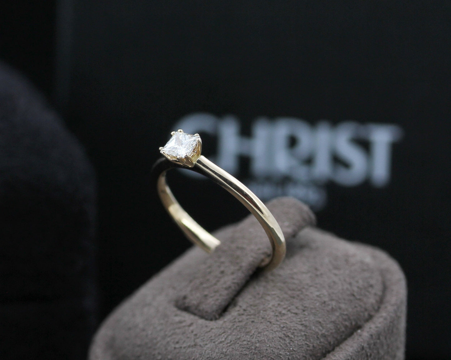 CHRIST exklusiver RING mit DIAMANT Solitär | Prinzesscut | 0,25ct. | 585er Gelbgold