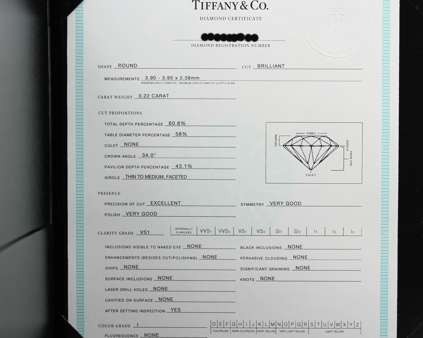 TIFFANY & Co. - Exklusiver RING mit DIAMANT Solitär | 0,22ct. | 950 Platin