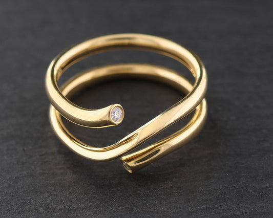 GEORG JENSEN Magic - Designer RING mit Brillanten | 750er Gelbgold
