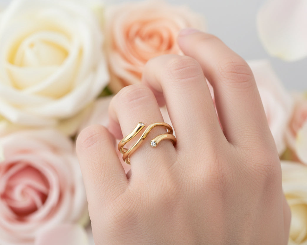 GEORG JENSEN Magic - Designer RING mit Brillanten | 750er Gelbgold