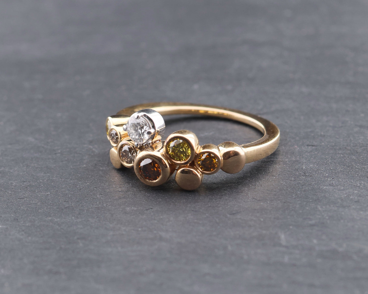 WEMPE by KIM Blu Intermezzo - Designer RING + farbige DIAMANTEN | 750 Roségold