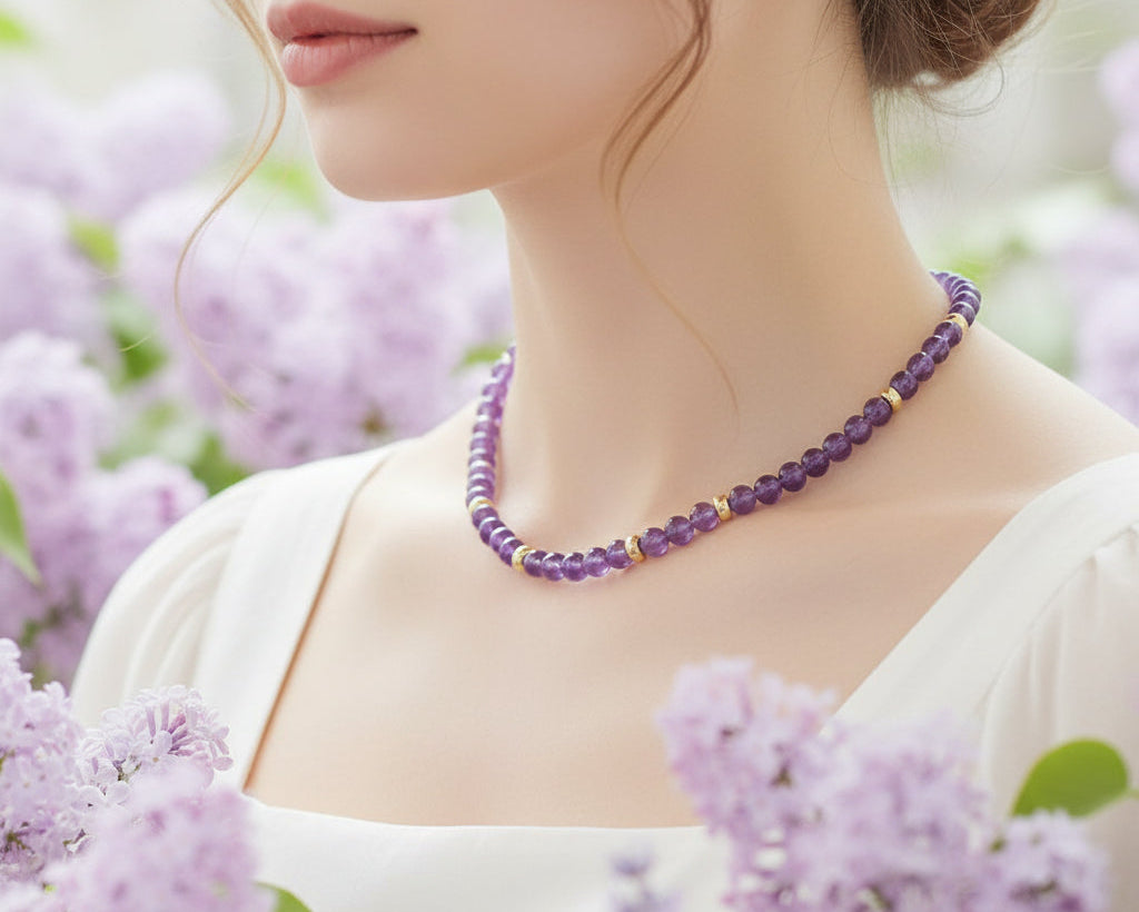 Wunderschöne KETTE mit AMETHYSTEN und BRILLANTEN | 585er Gold