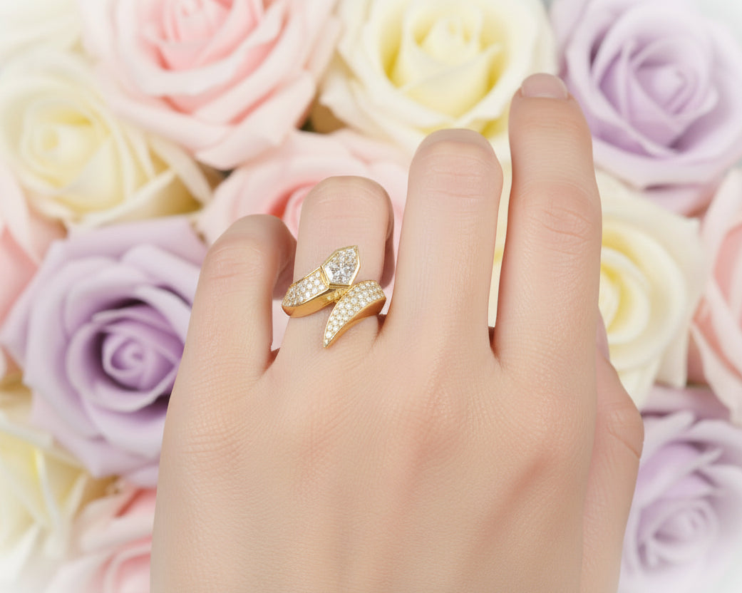 C´EST LAUDIER - Designer RING Schlange | 1,87ct. Solitär + 1,31ct. | 750er Gold