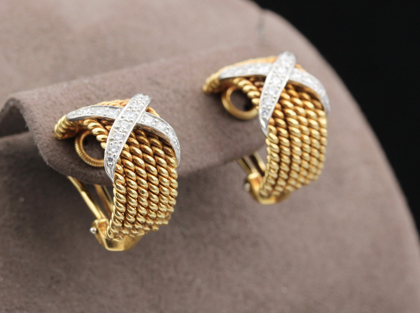 TIFFANY & CO. / SCHLUMBERGER Rope OHRCLIPS mit BRILLANTEN | 750er Gold